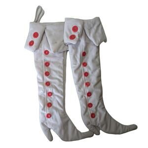 Festive White and Red Buttoned Holiday Stockings